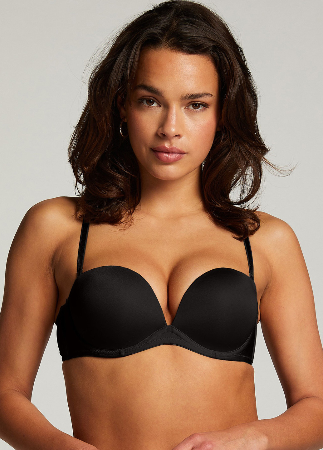 Чёрный балконет бюстгальтер Hunkemoller с косточками полиамид