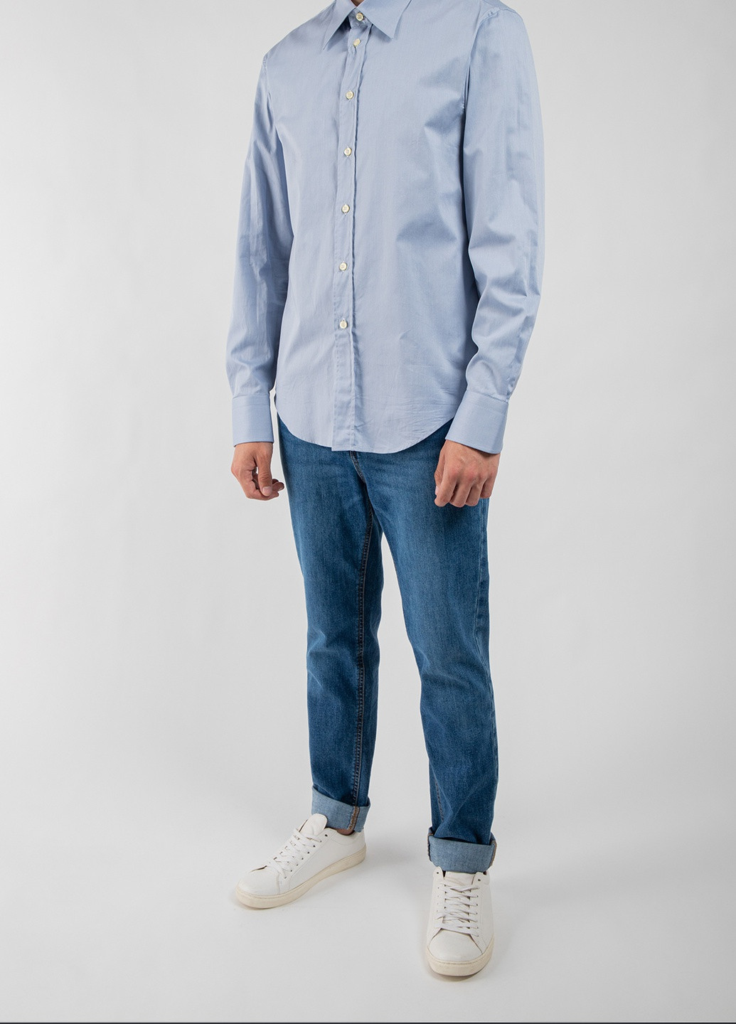 Блакитна бавовняна сорочка Emporio Armani (238026307)