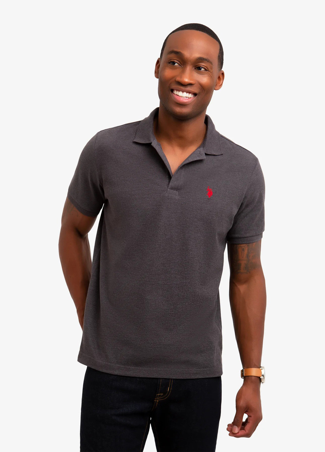 Темно-серая футболка-поло для мужчин U.S. Polo Assn. однотонная
