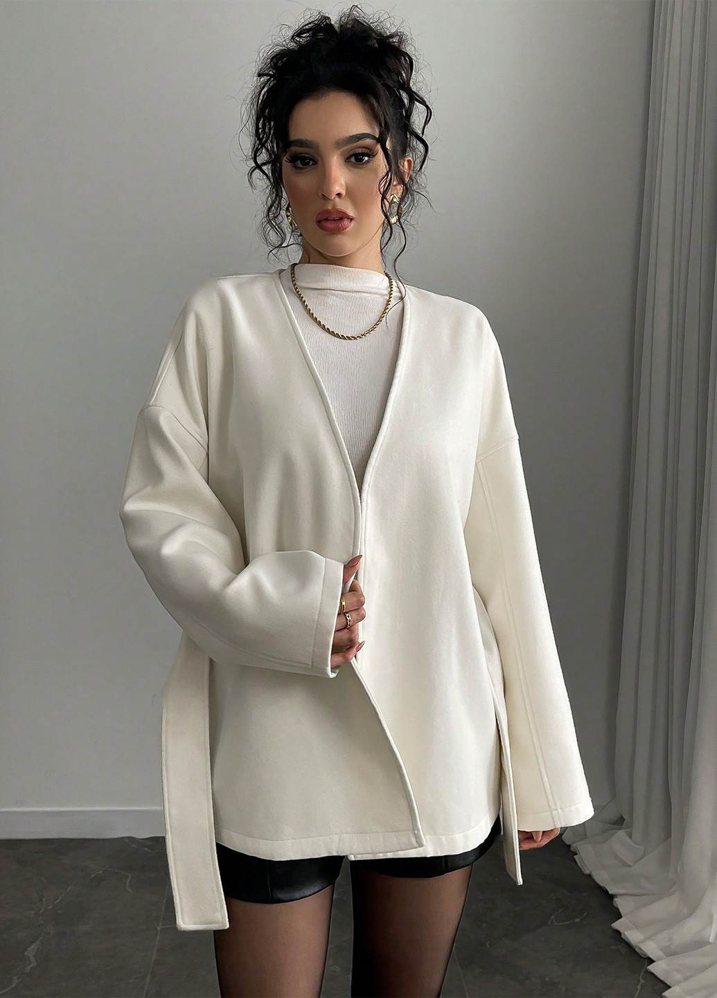 Молочный демисезонный кардиган SHEIN