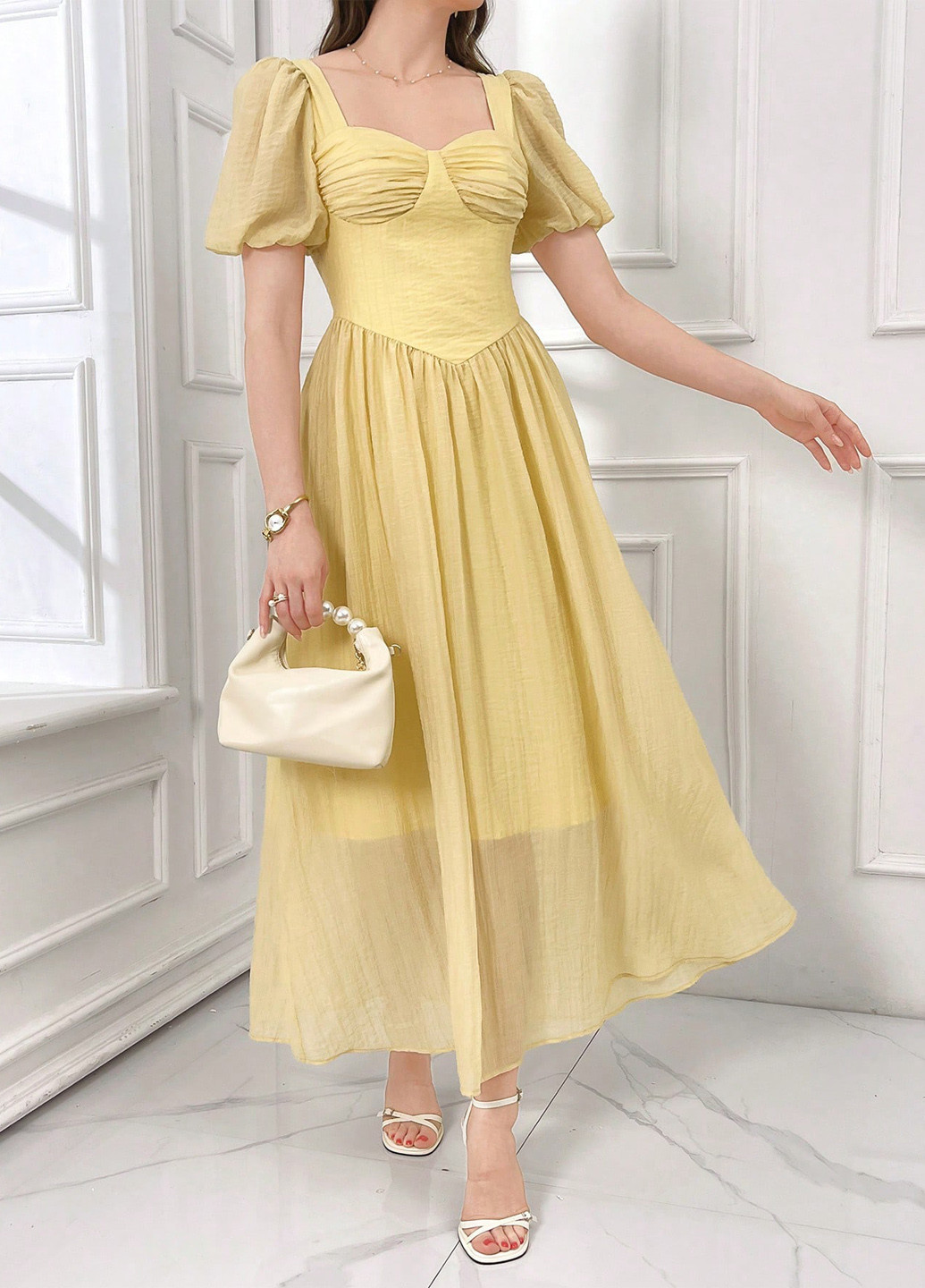 Гірчична кежуал сукня SHEIN однотонна