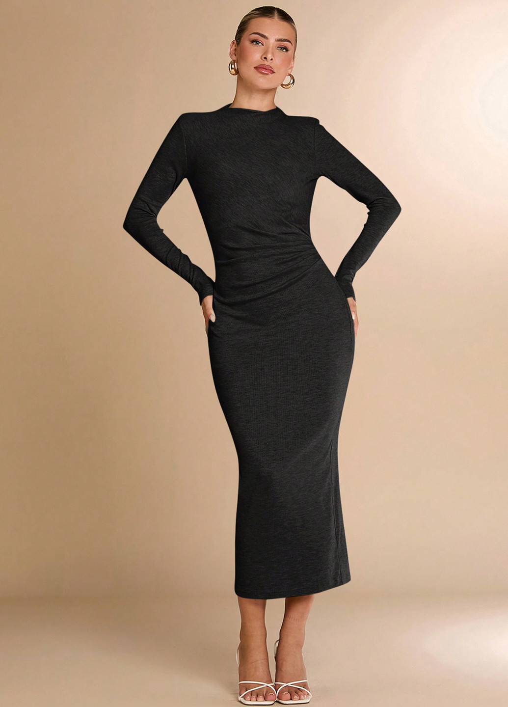 Чорна кежуал сукня силуетна SHEIN однотонна