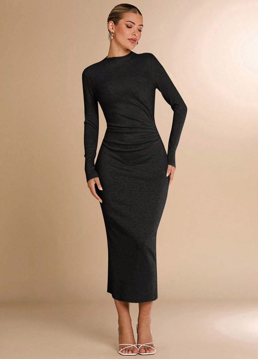 Чорна кежуал сукня силуетна SHEIN однотонна