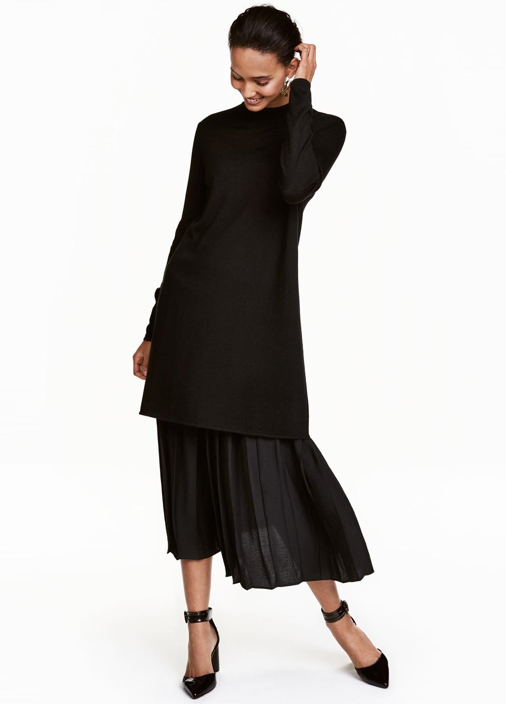 Чорна кежуал плаття, сукня сукня светр H&M однотонна