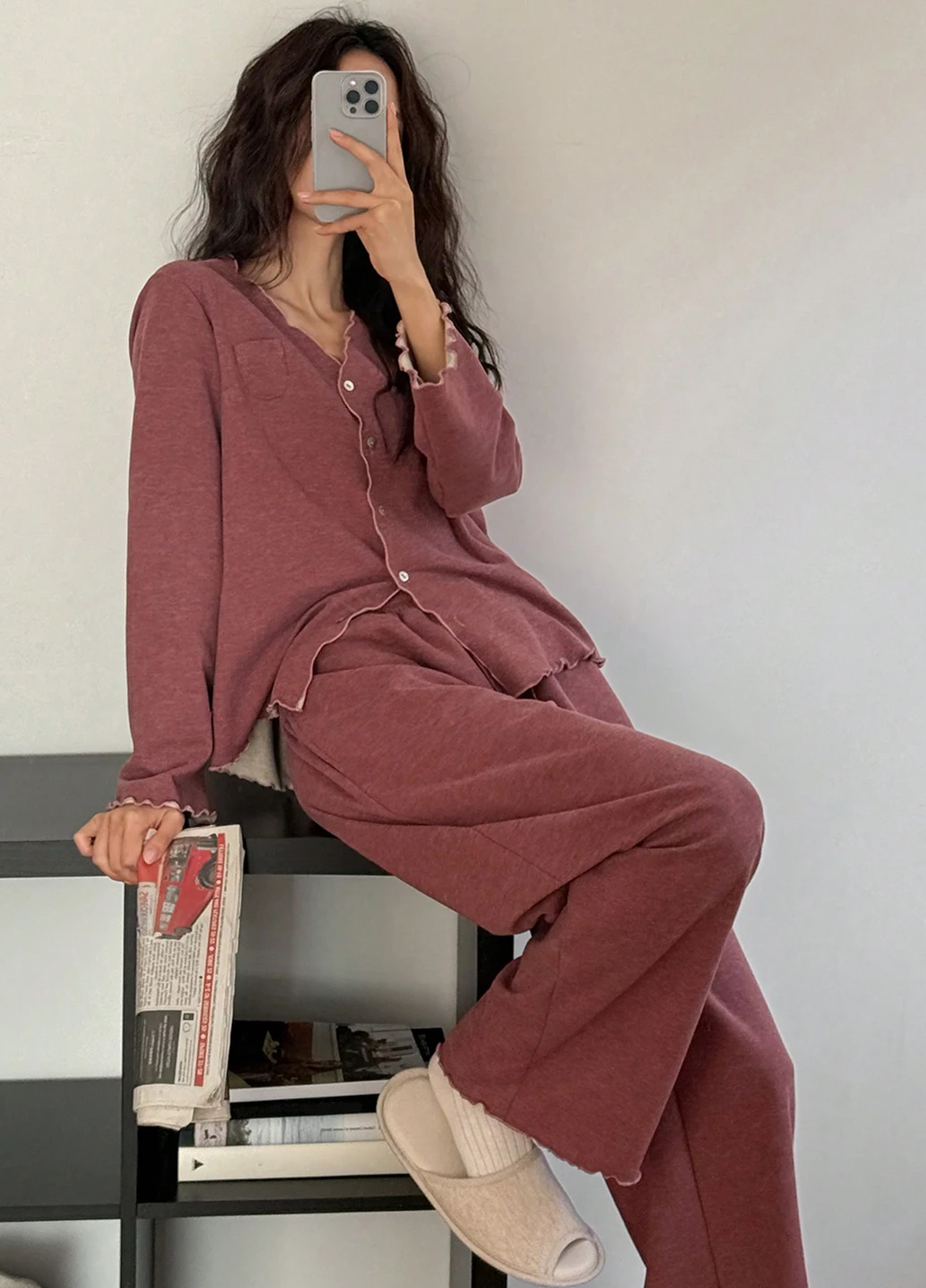Рожево-коричнева всесезон піжама (кофта, штани) кофта + брюки SHEIN