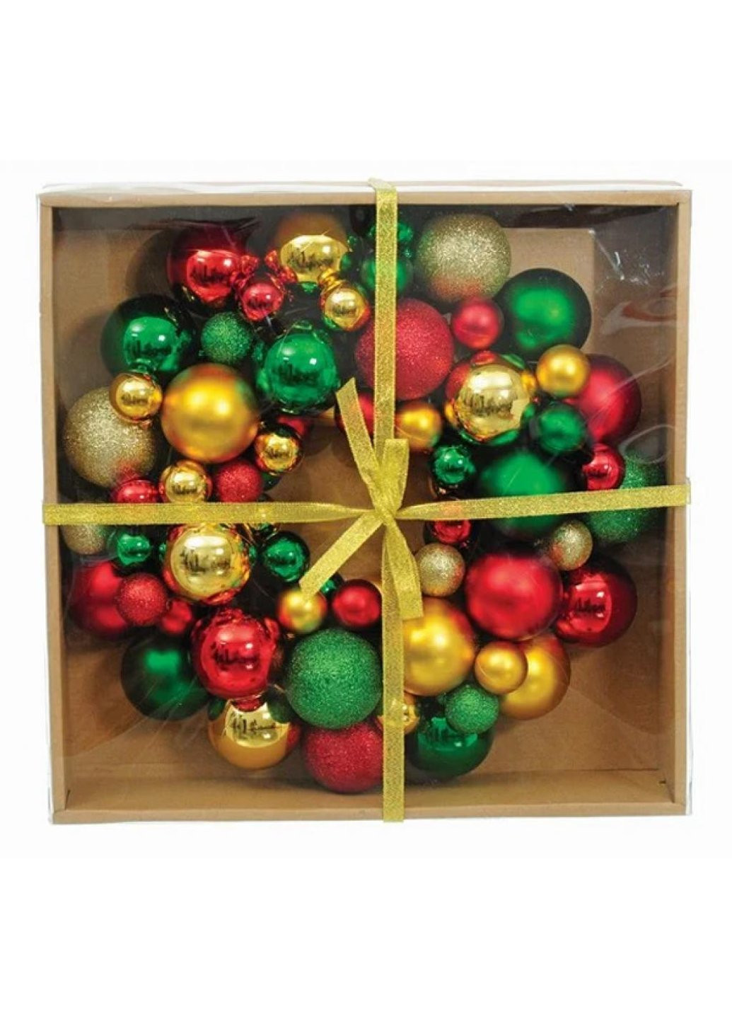 Украшение декоративное Венок с елочных пластиковых шариков 34 см Разноцветный (5900410379152) Jumi (254593427)