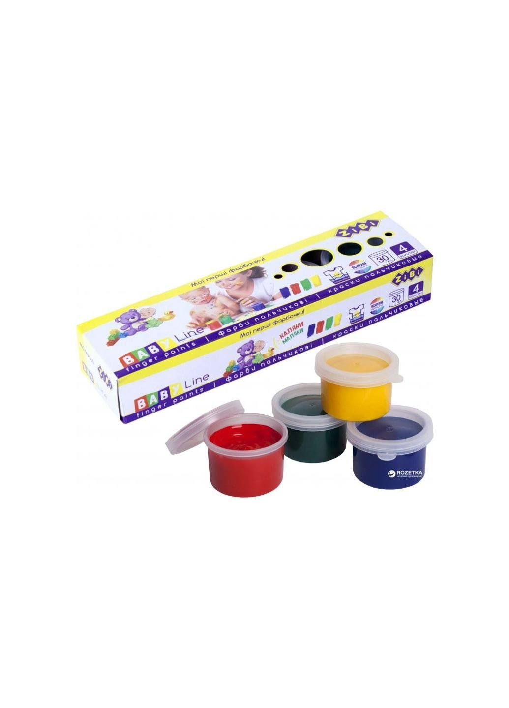 Фарби для малювання Baby Line пальчикові 4 кольори х 30мл (ZB.6564) Zibi (254067419)