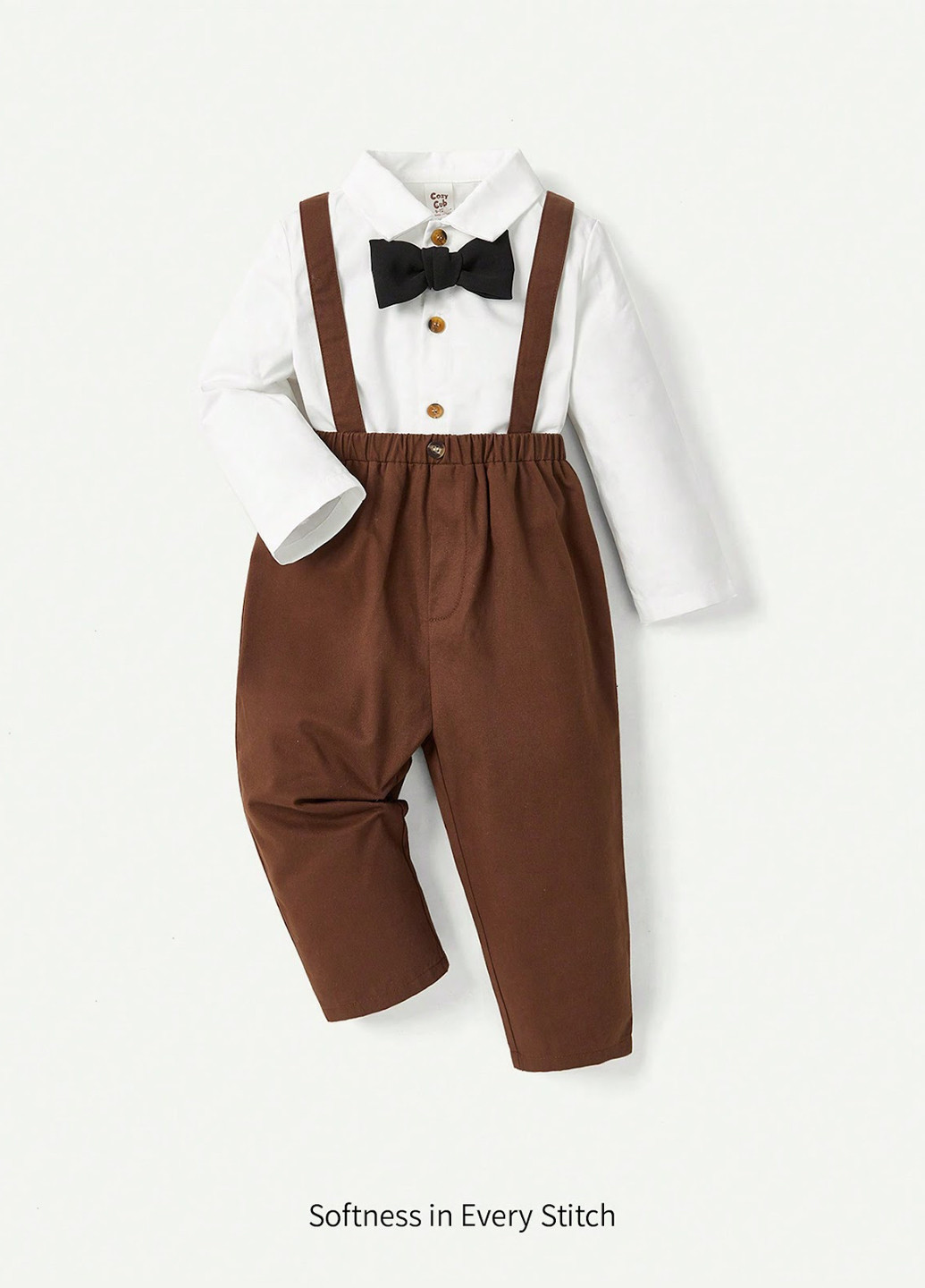 Коричневий демісезонний комплект (сорочка, комбінезон, метелик) SHEIN