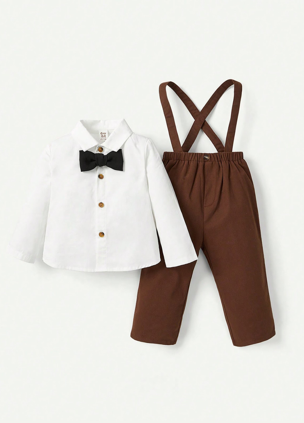 Коричневий демісезонний комплект (сорочка, комбінезон, метелик) SHEIN