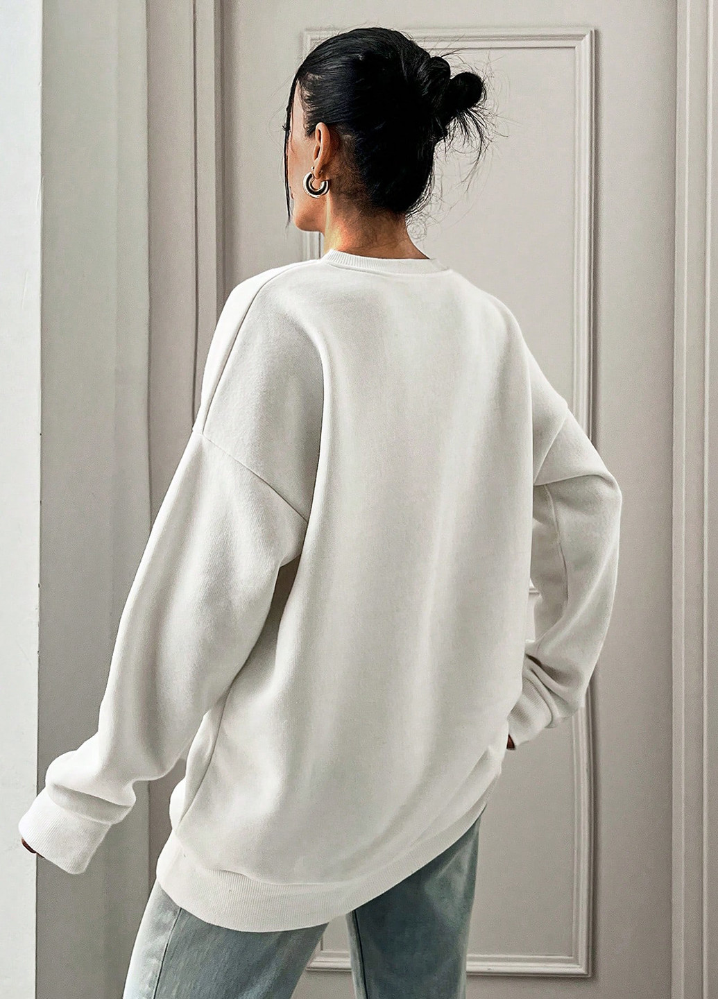 Белый свитшот SHEIN глаза вышивка (332520238)