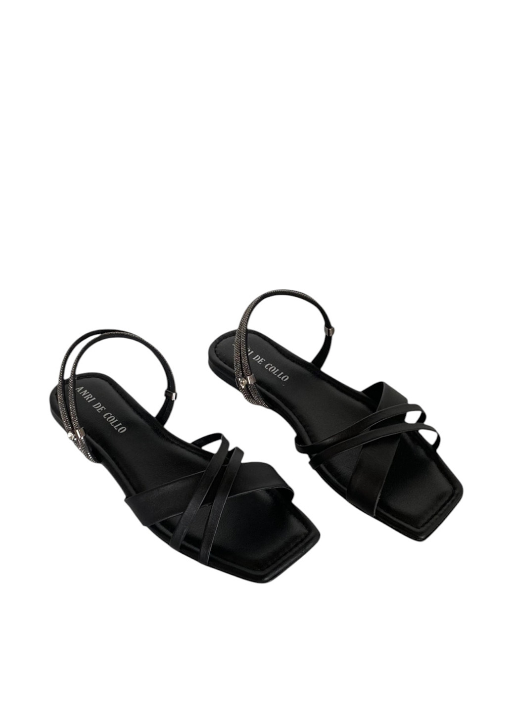 Черные босоножки Anri de Collo без застежки с камнями