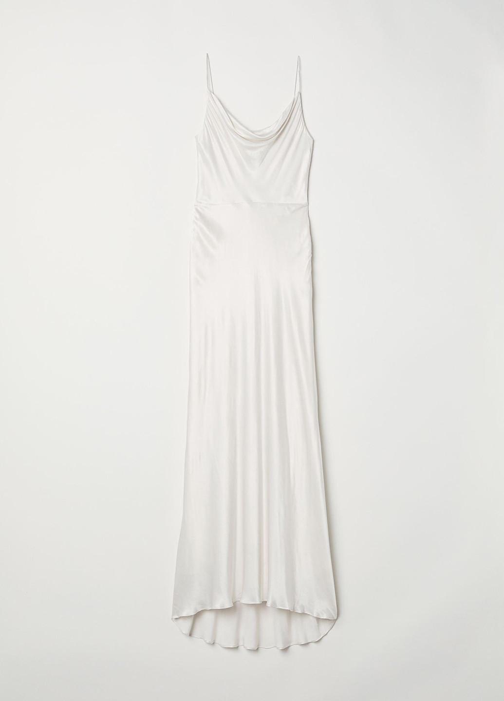 Айвори вечернее платье со шлейфом H&M однотонное