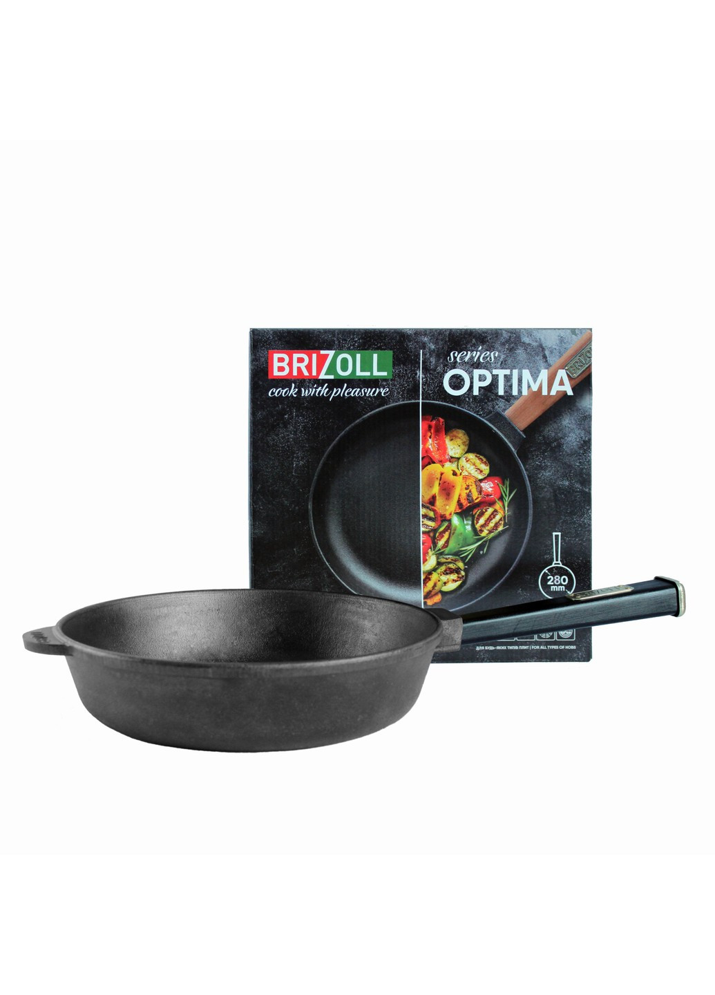 Чавунна сковорода Optima-Black 280 х 60 мм Brizoll (255190752)