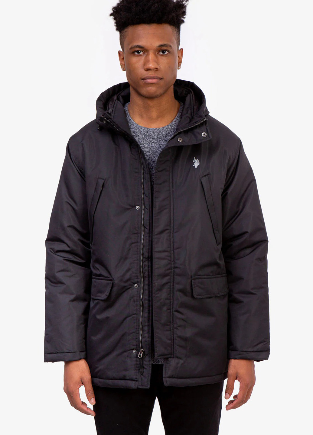 Чорна демісезонна куртка U.S. Polo Assn.