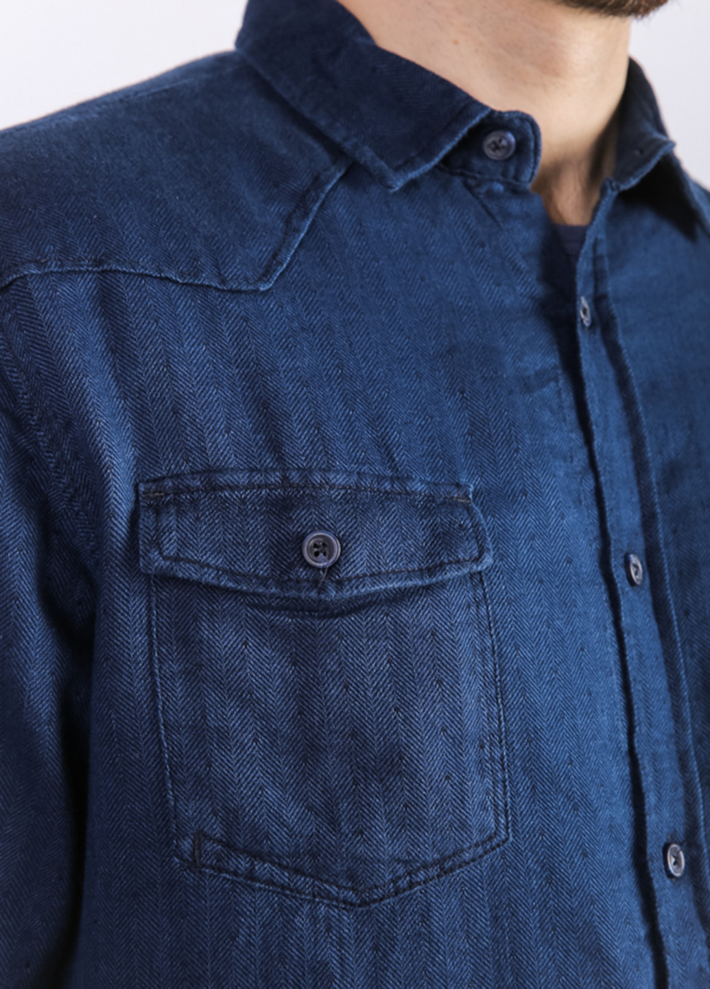 Синяя кэжуал, джинсовая рубашка однотонная Time of Style