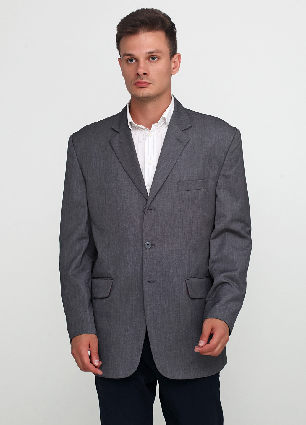 Пиджак WILLIAMS & BROWN с длинным рукавом меланж тёмно-серый кэжуал