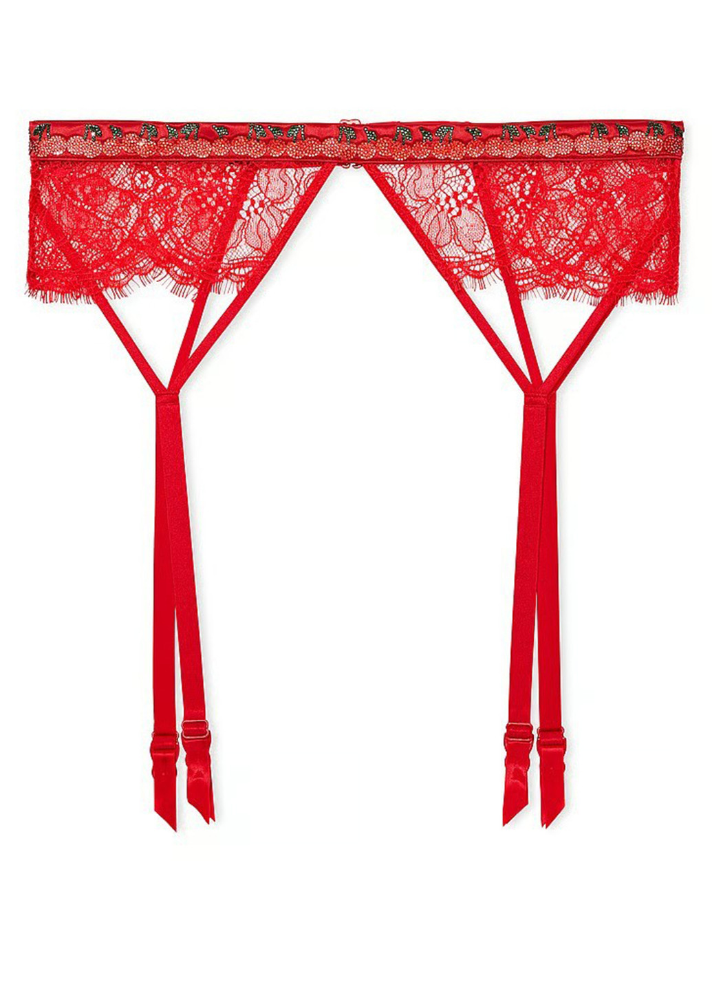 Красный демисезонный комплект (бюстгальтер, пояс, трусики) Victoria's Secret