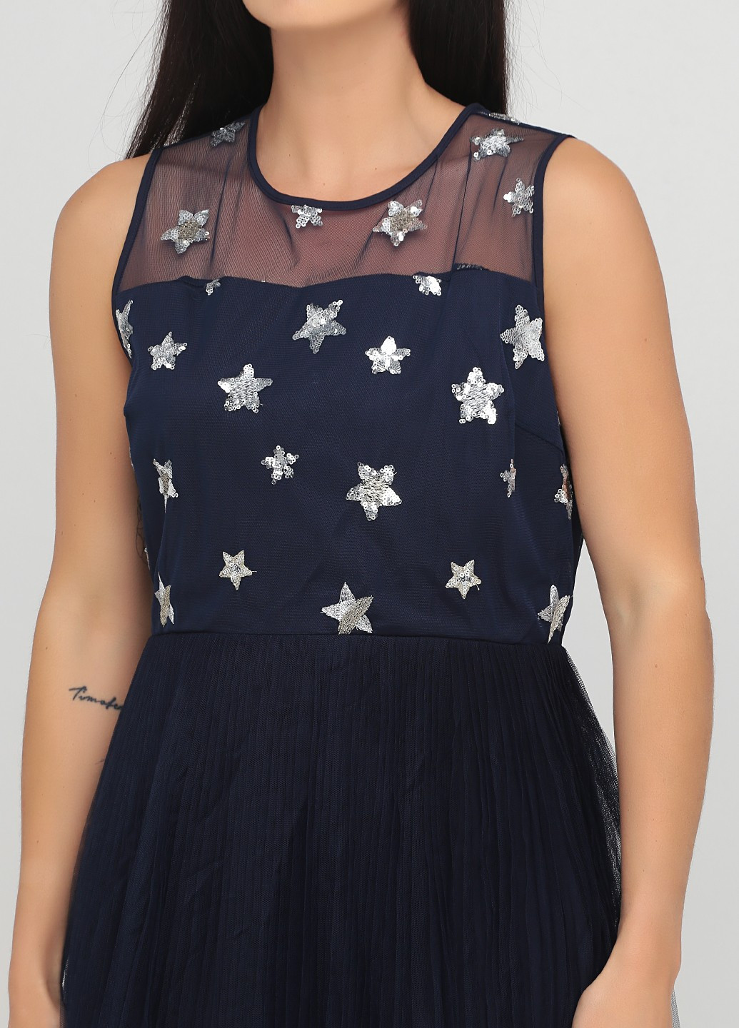 Темно-синя кежуал сукня плісована, кльош Yumi зірки