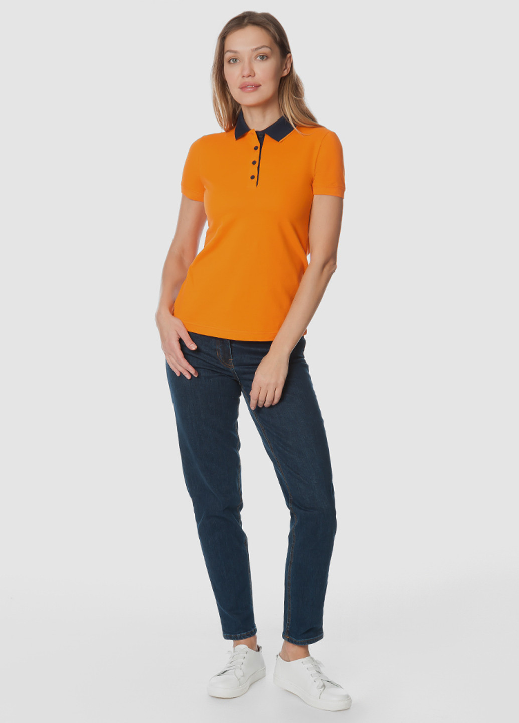 Оранжевая женская футболка-поло женское Arber однотонная