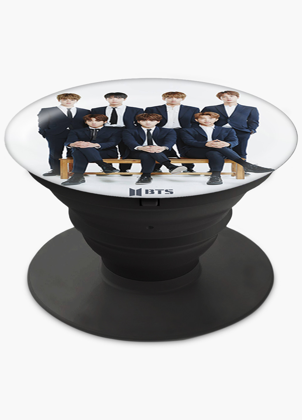 Попсокет (Popsockets) держатель для смартфона БТС (BTS) (8754-1098) Черный MobiPrint (216748352)