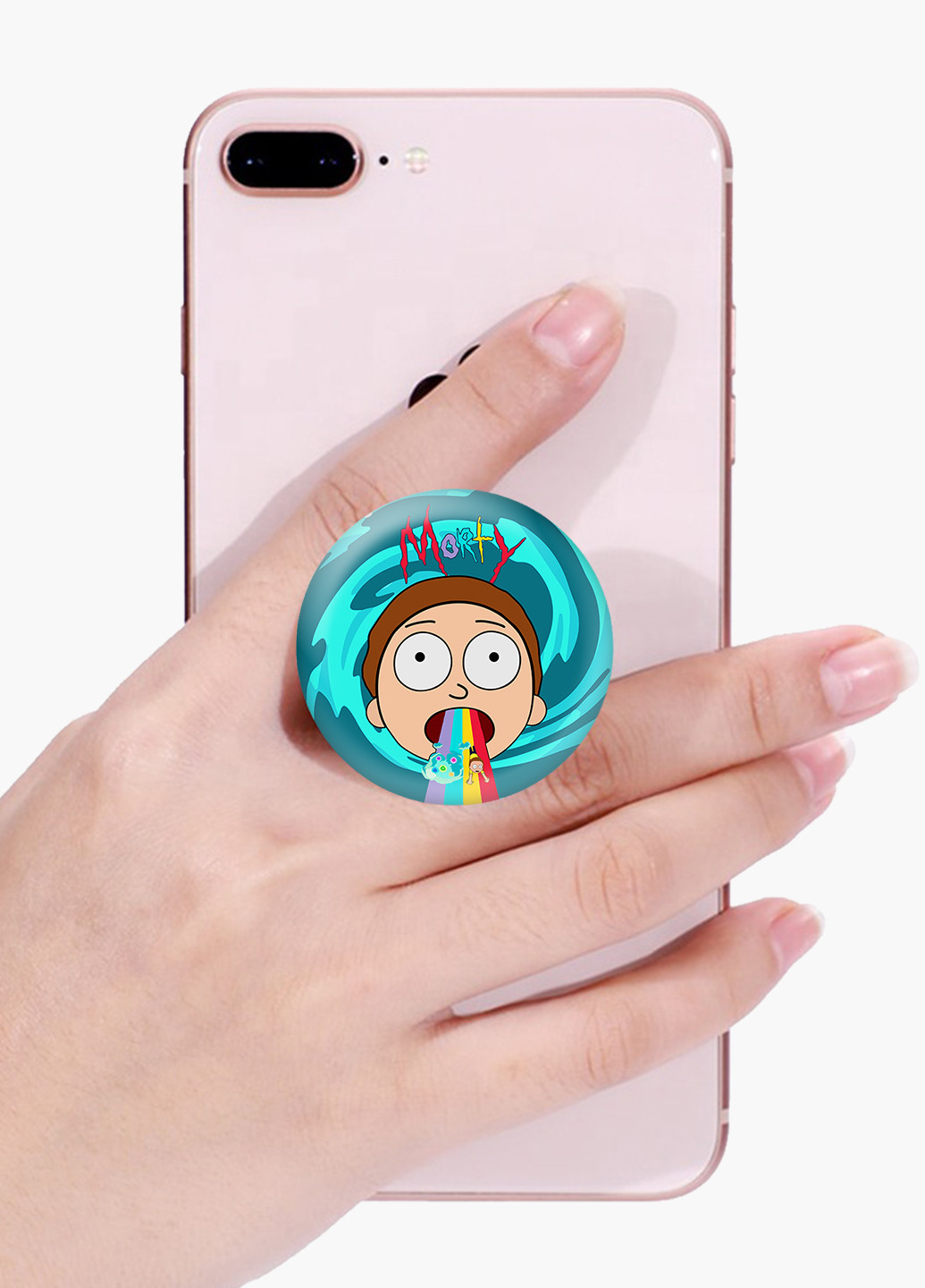 Попсокет (Popsockets) тримач для смартфону Рік Санчез і Морті Сміт Рік і Морті (Rick and Morty) (8754-2946) Чорний MobiPrint (229014741)
