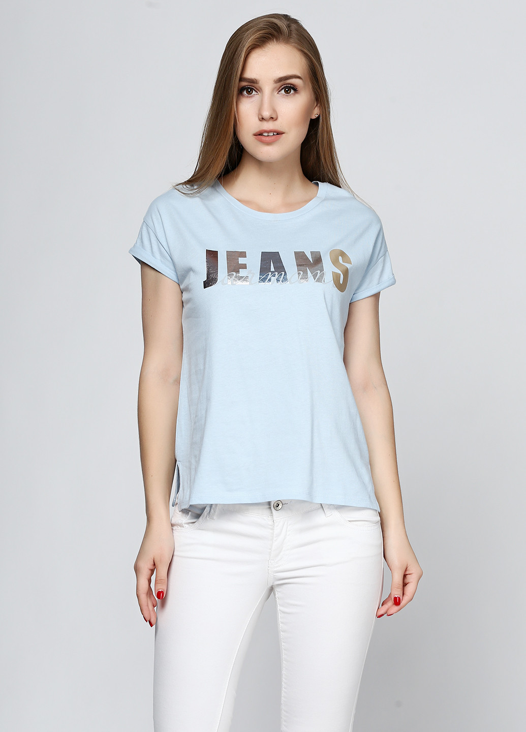 Блакитна літня футболка з коротким рукавом Armani