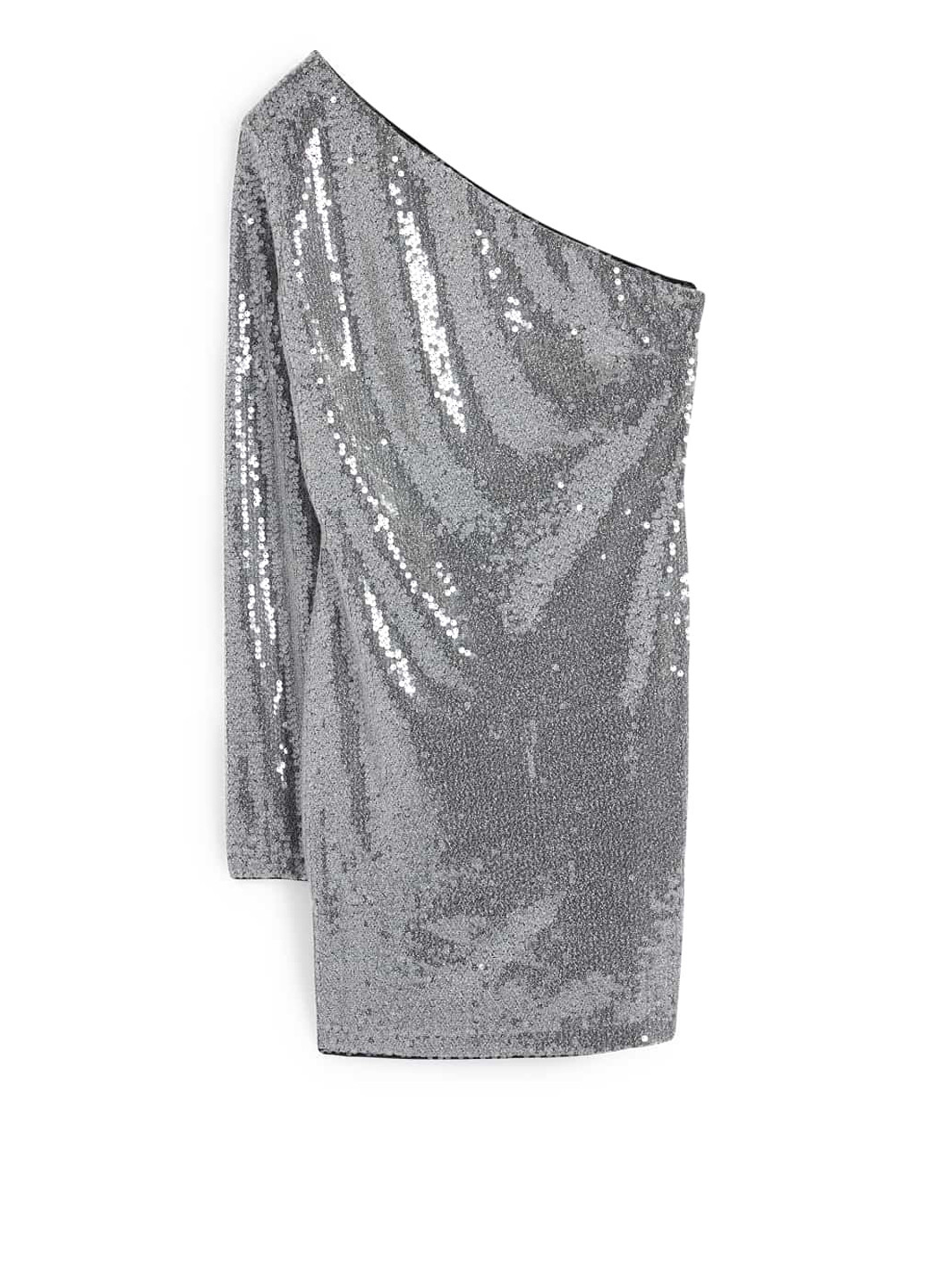Серебристое праздничный платье на одно плечо C&A однотонное
