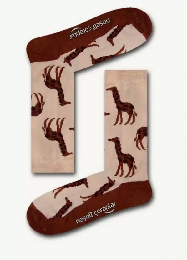 Носки Daily Жирафы коричневые Neseli высокие (212374875)