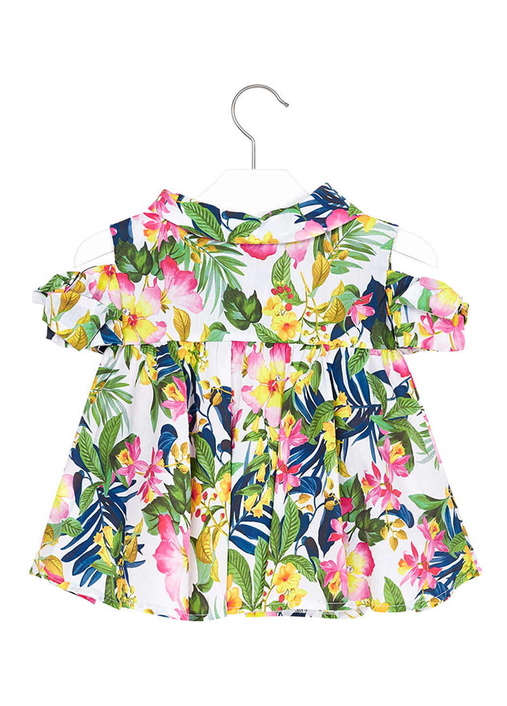 Комбинированная цветочной расцветки блузка Mayoral летняя