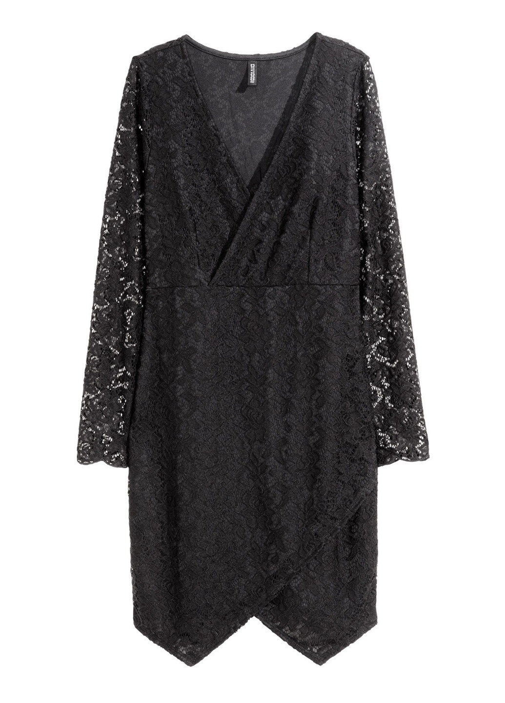 Чорна коктейльна сукня мереживне H&M з квітковим принтом