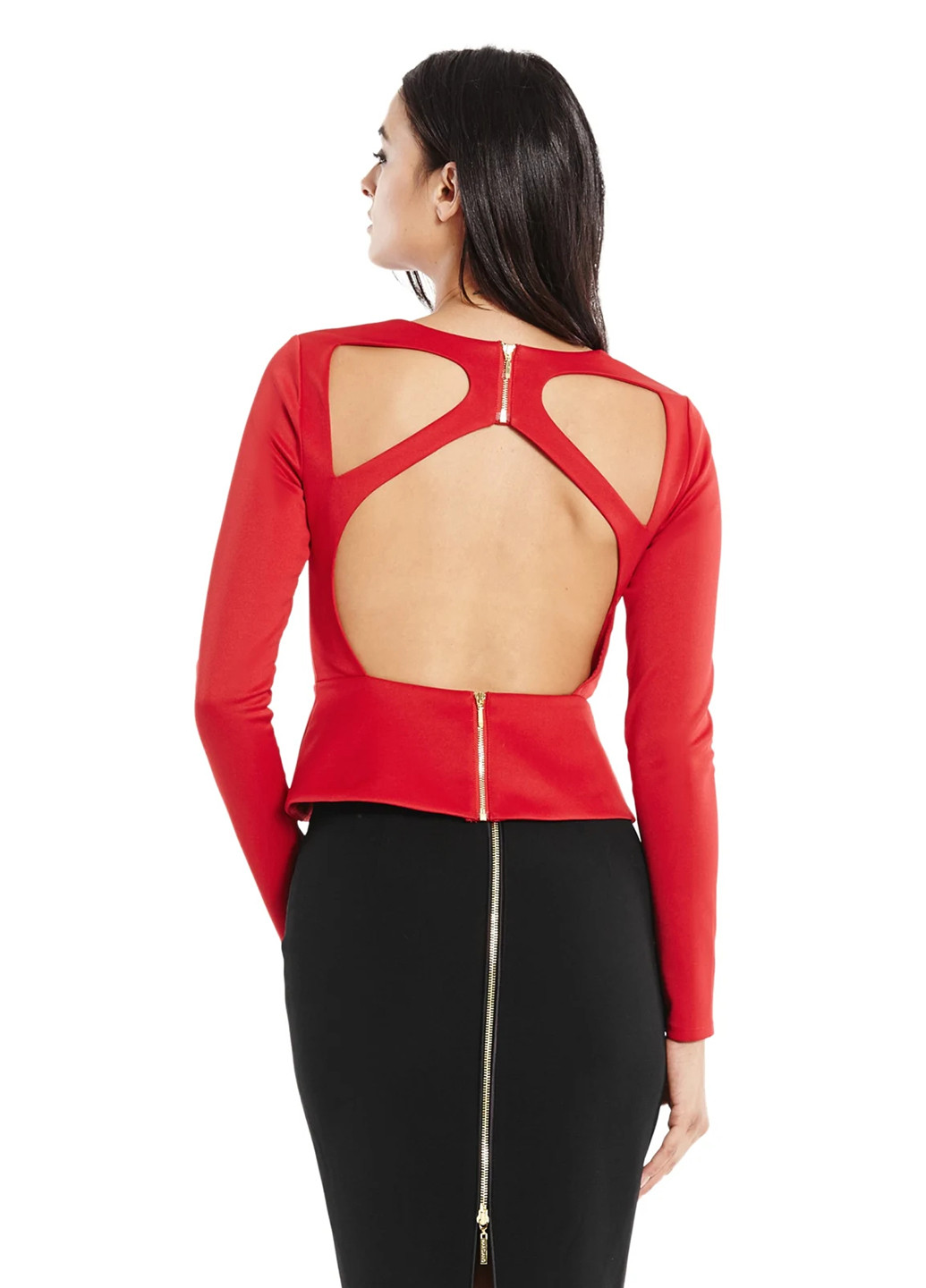 Красная демисезонная блуза с баской Guess by Marciano