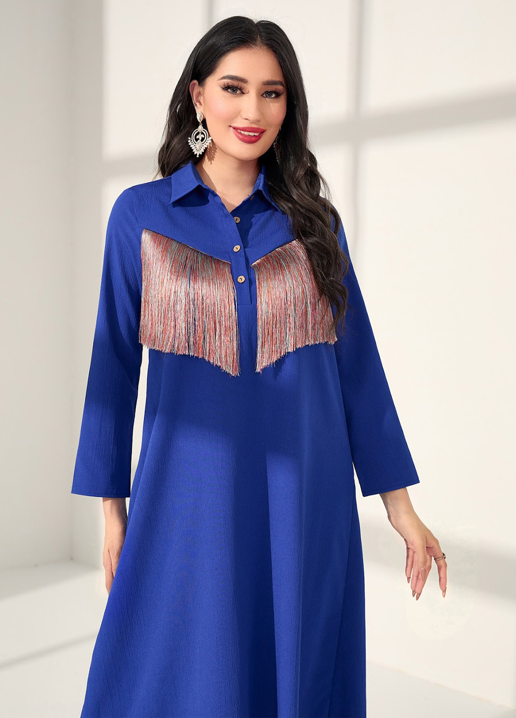 Синее кэжуал, праздничный платье рубашка SHEIN однотонное