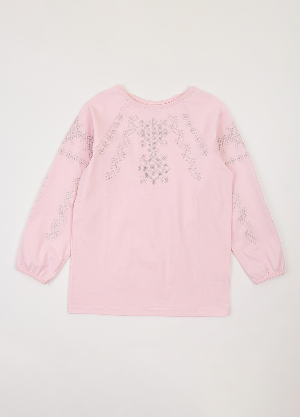 Розовая вышиванка Фламинго узор однотонный стрейч кулир, хлопок (303403285)