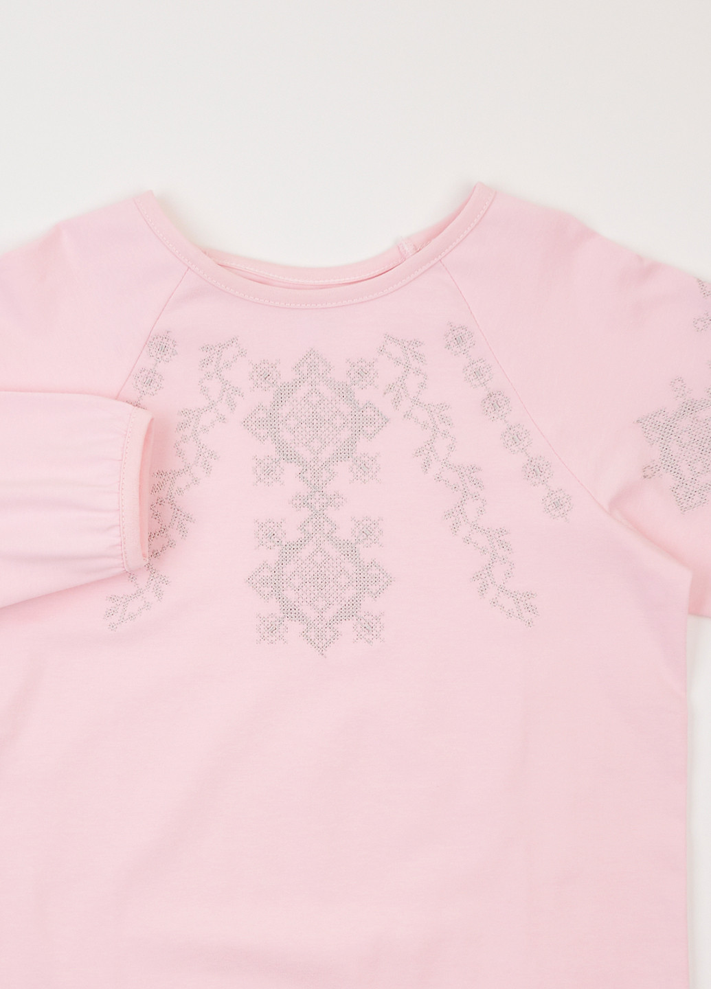 Розовая вышиванка Фламинго узор однотонный стрейч кулир, хлопок (303403285)