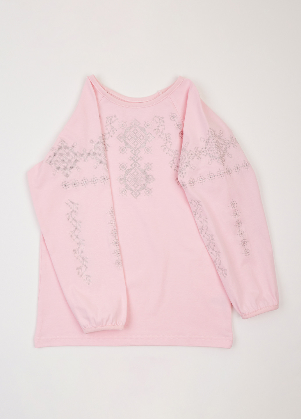 Розовая вышиванка Фламинго узор однотонный стрейч кулир, хлопок (303403285)