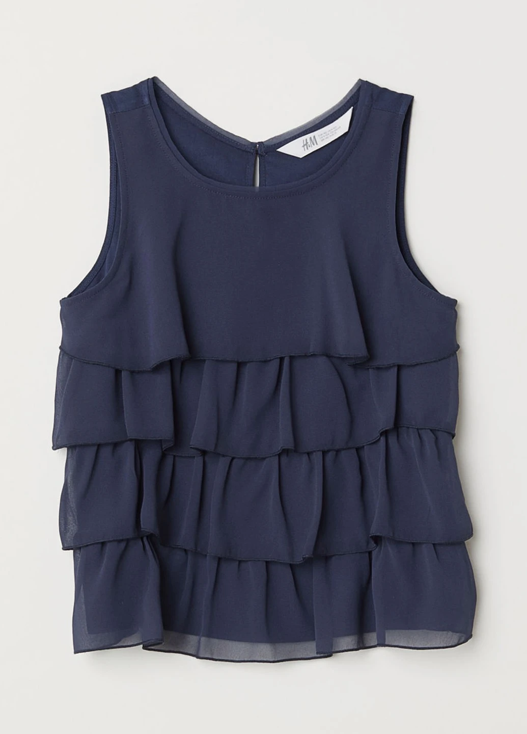 Синяя однотонная блузка без рукава H&M летняя