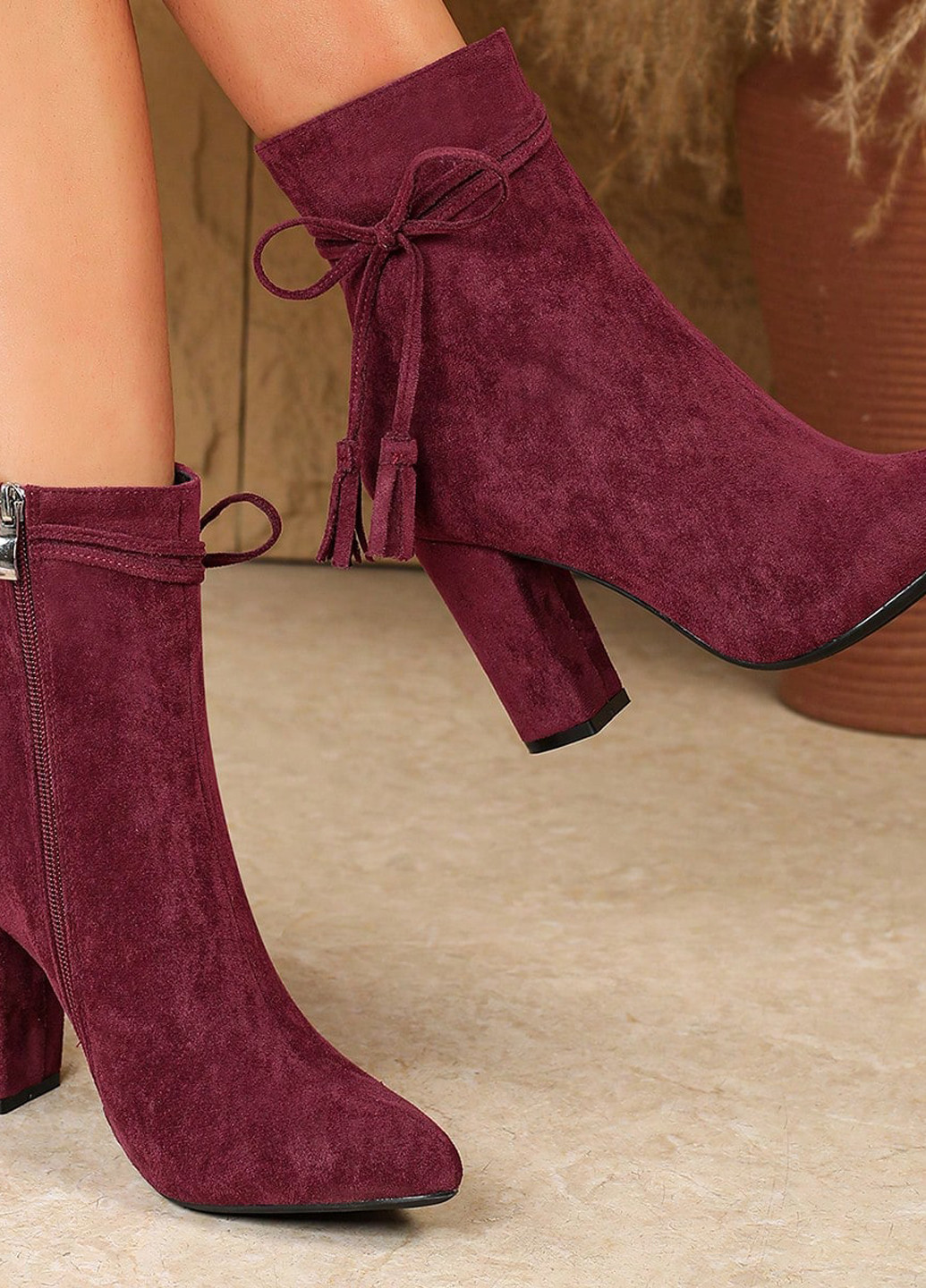 Бордовые демисезонная сапоги SHEIN