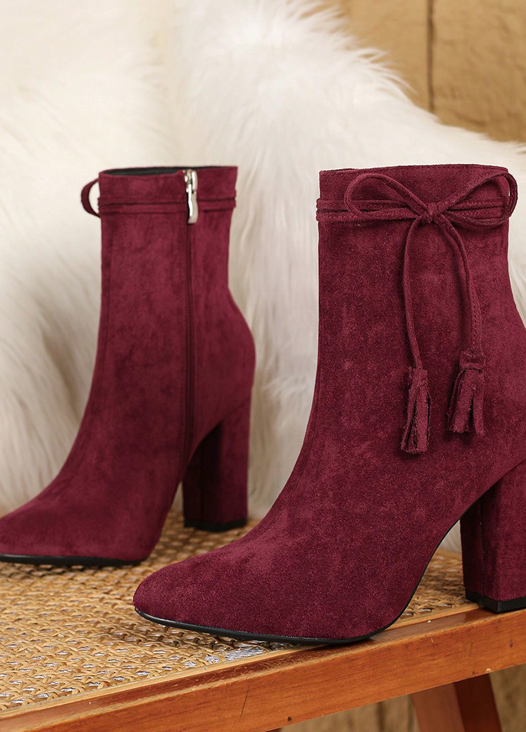 Бордовые демисезонная сапоги SHEIN