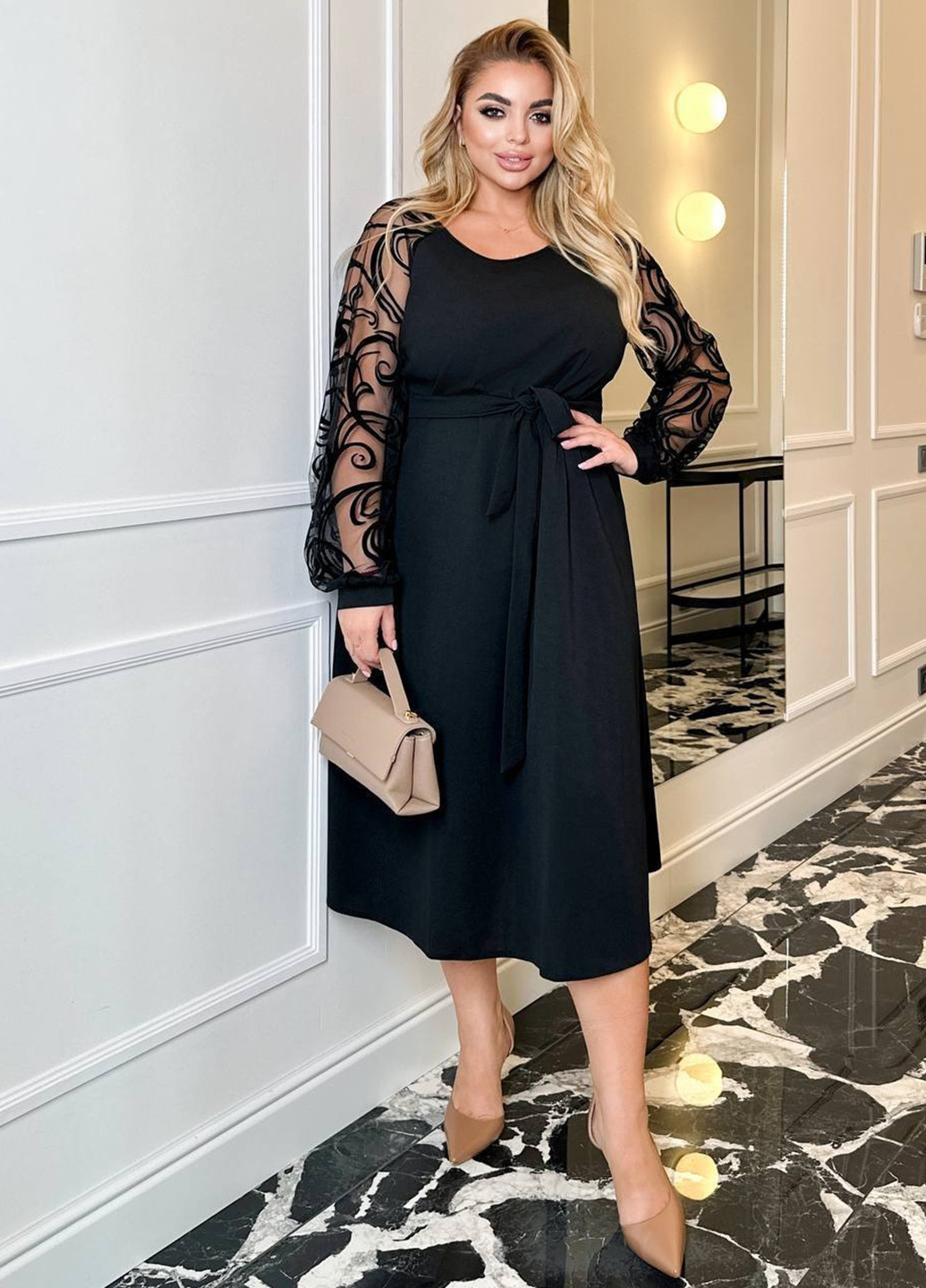 Черное праздничный, вечернее платье а-силуэт No Brand однотонное