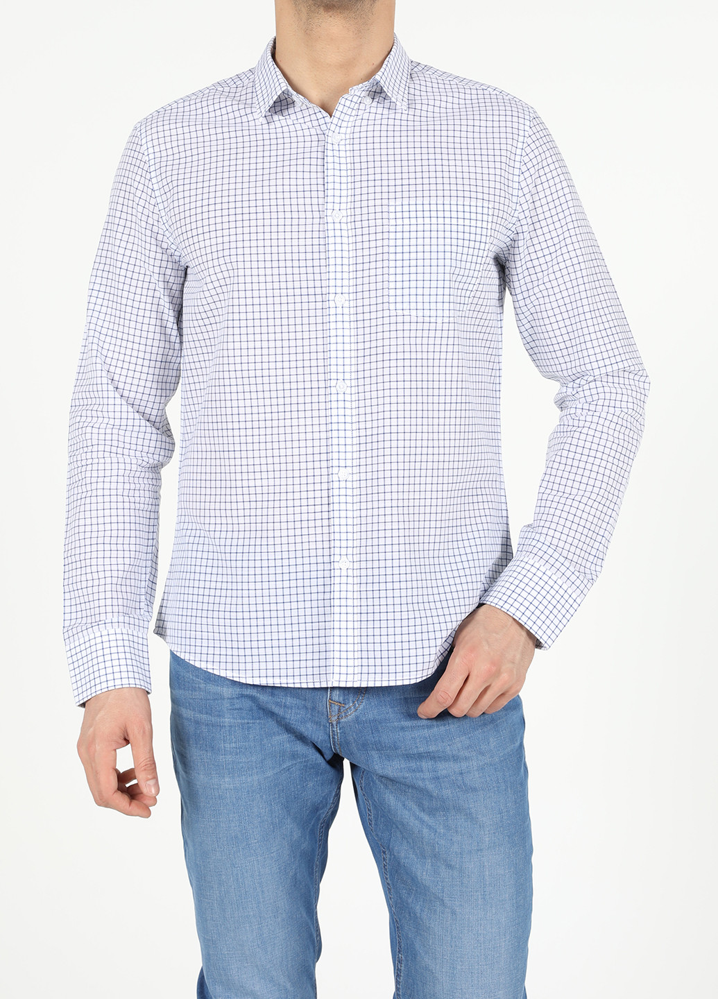 Белая кэжуал рубашка в клетку Colin's