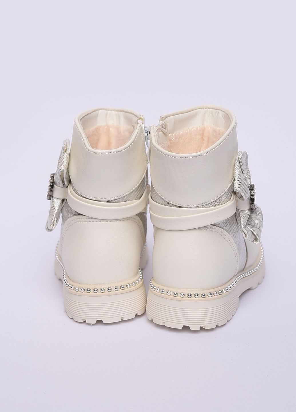 Белые кэжуал осенние ботинки детские демисезон белые на флисе Let's Shop