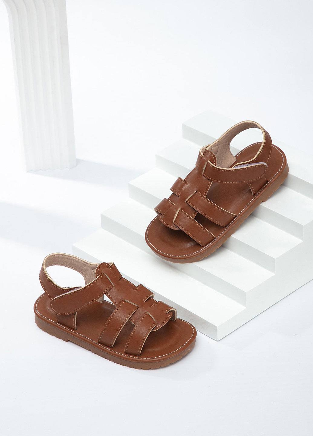 Коричневые кэжуал босоножки SHEIN на липучке