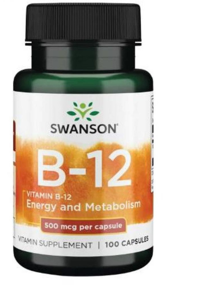 Вітамін B12 Vitamin B12 500 mcg 100 Caps Swanson (232599825)