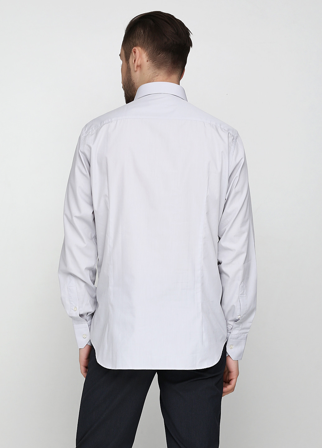 Светло-серая классическая рубашка однотонная Romano Botta с длинным рукавом
