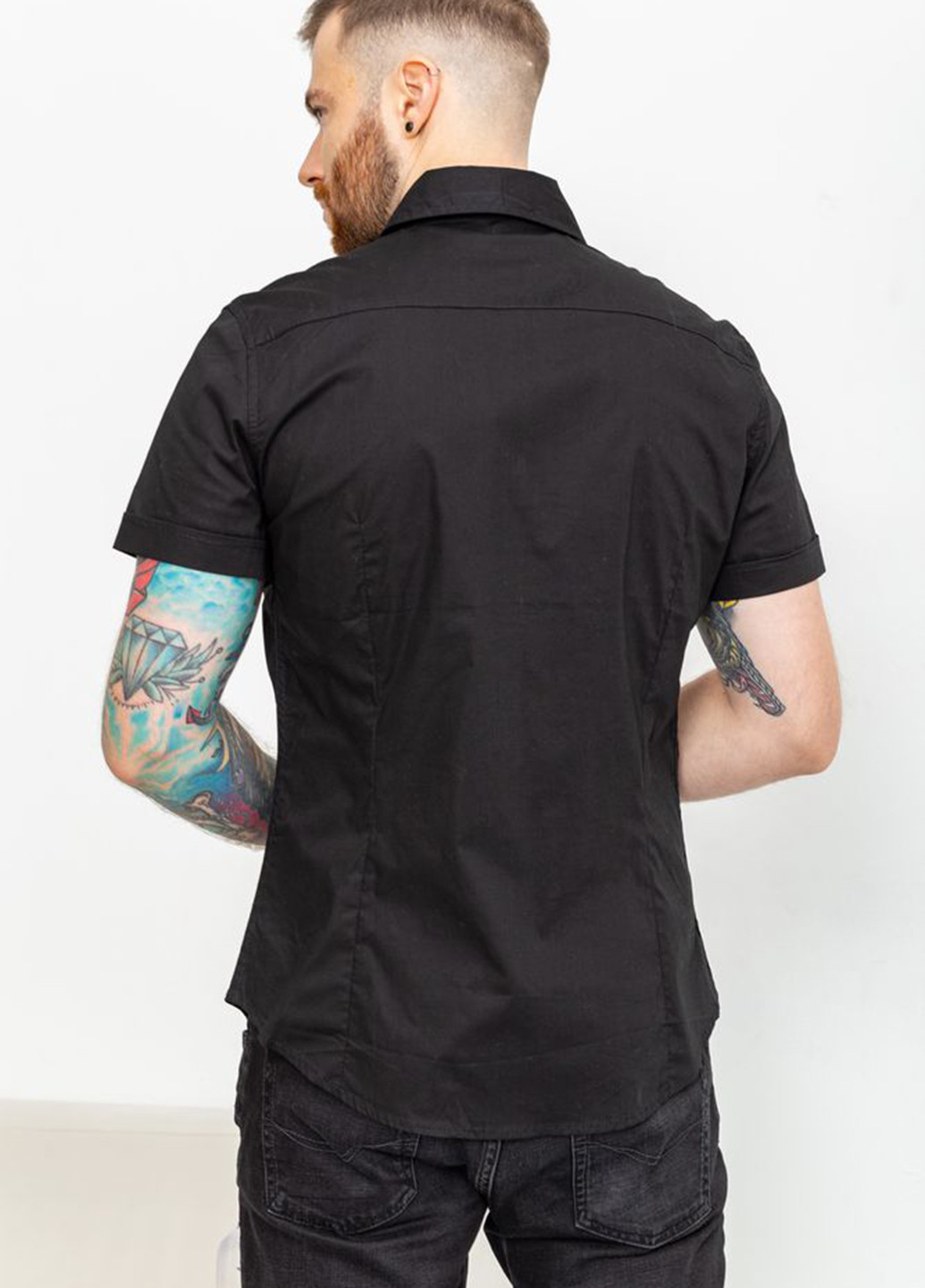 Черная кэжуал рубашка с рисунком Ager