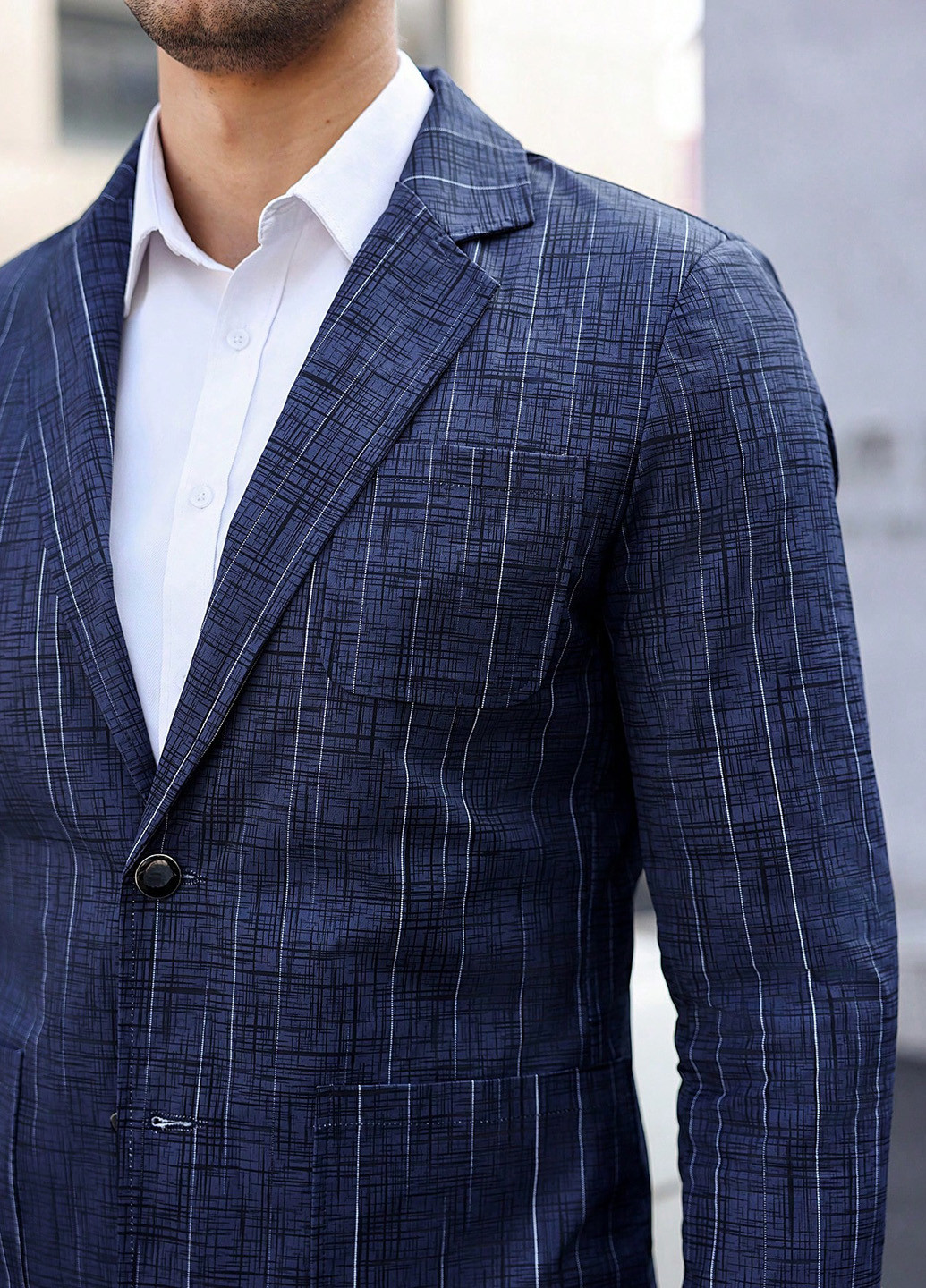 Темно-синий демисезонный костюм (пиджак, брюки) брючный SHEIN