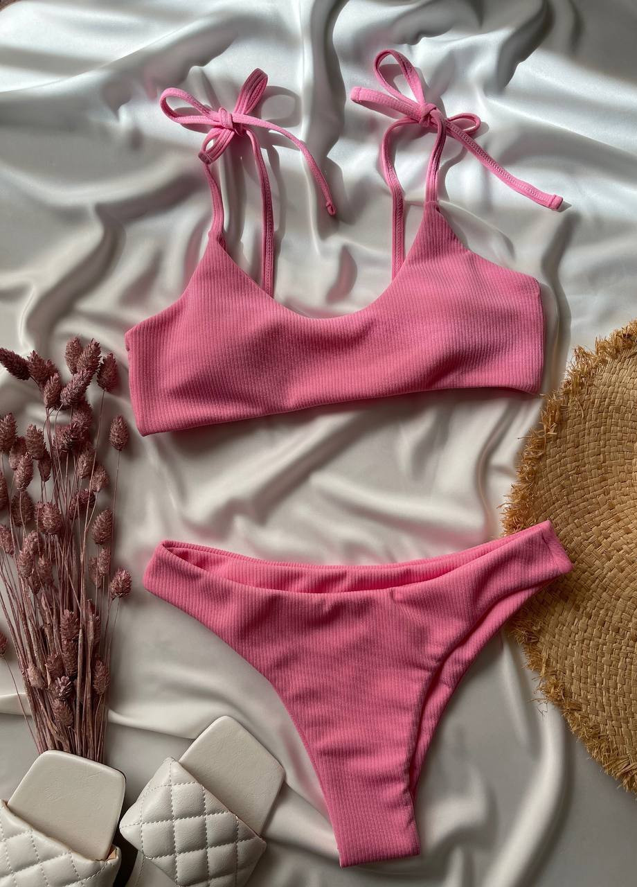 Рожевий демісезонний яскравий жіночий купальник No Brand