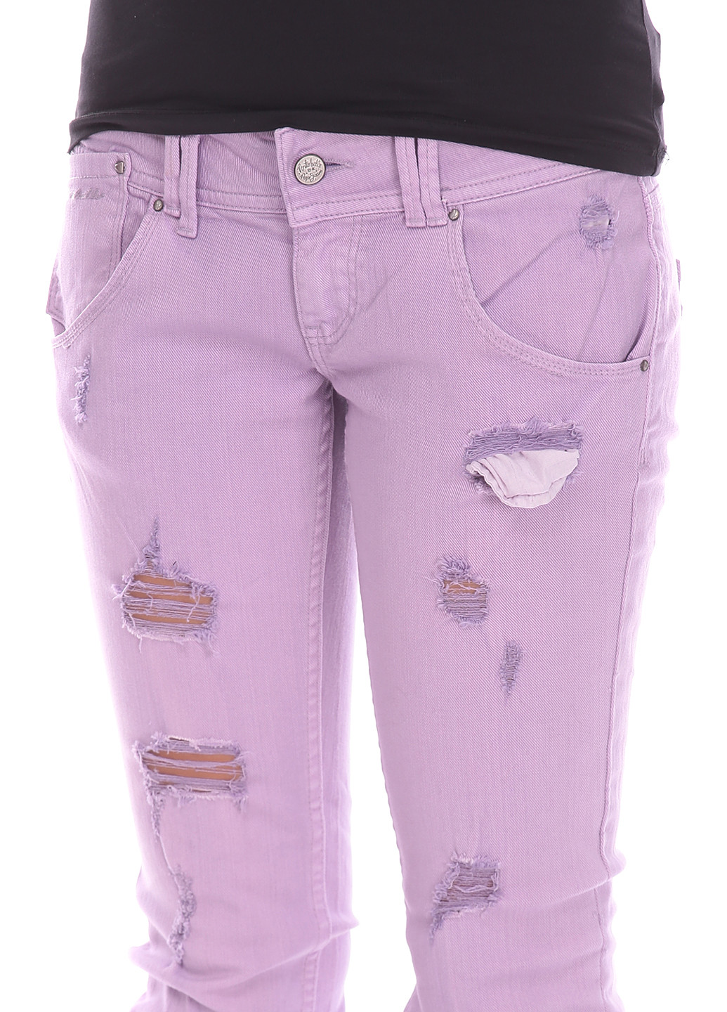 Сиреневые джинсовые летние прямые брюки Portobello By Pepe Jeans