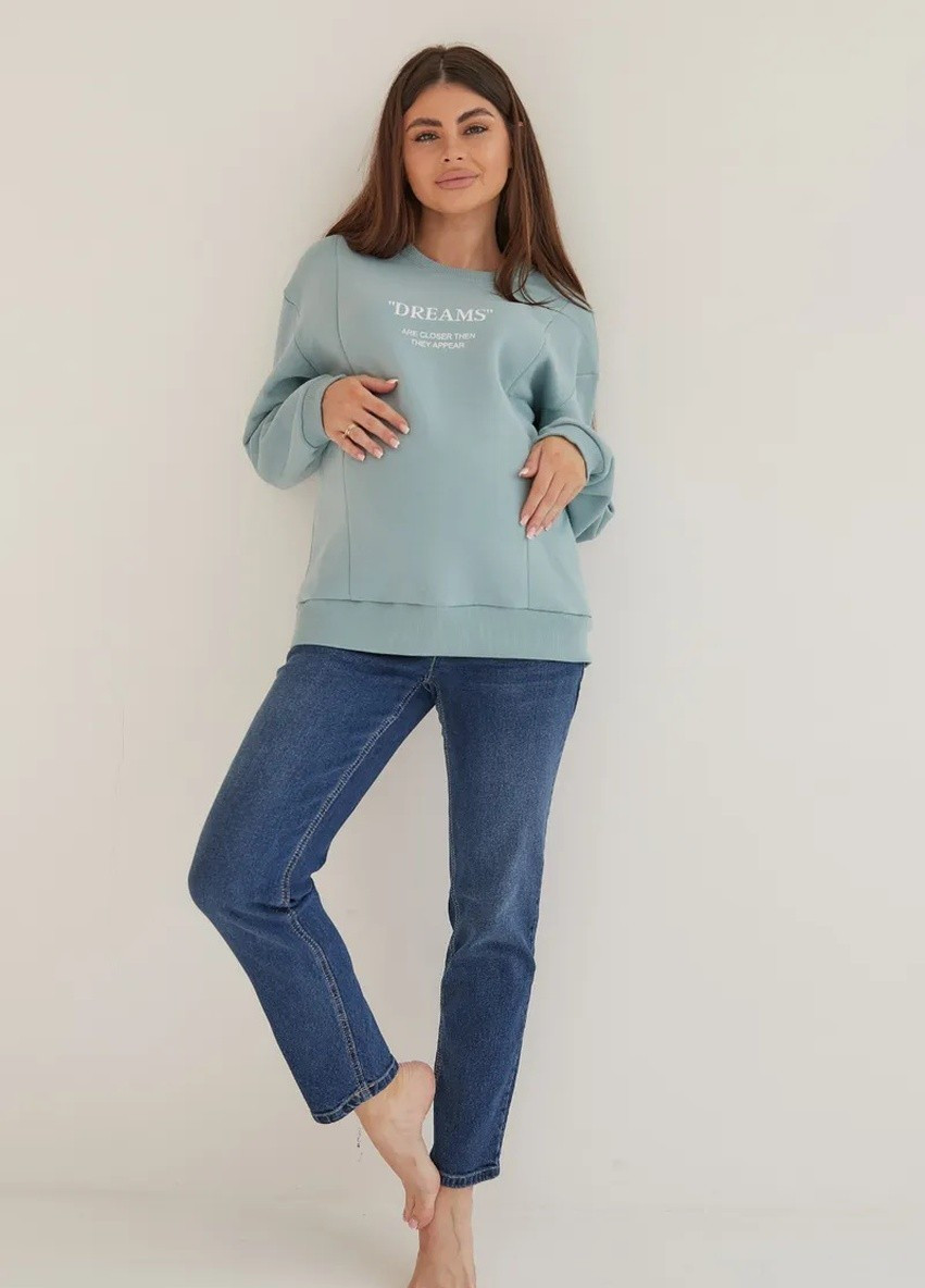 Зручні джинси Mom's для вагітних сині з високим трикотажним бандажиком на животик To Be - (251162631)