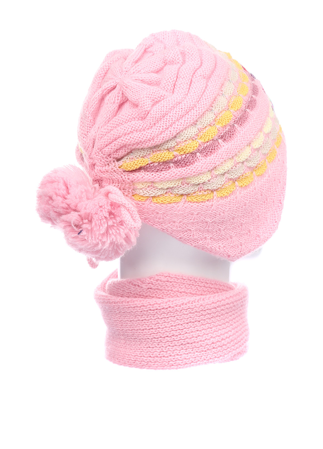 Рожевий зимній комплект (шапка, шарф) Одягайко